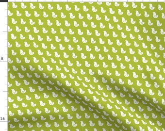Scandinavian Fabric - Birds By Yuliia Studzinska - Scandinavian Tiny Birds On Green Spring Print Cotton Fabric By The Yard With Spoonflower