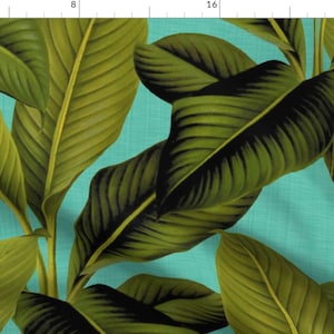 Tropical Palm Fabric - Palm In Palm ~ Tropical Blue By Peacoquettedesigns - Banana Leaf Palm Cotton Fabric By The Yard With Spoonflower
