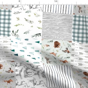 Baby Blanket Fabric - Rotated // Boho Woodland Creatures Cheater Quilt / Whole Cloth By Hipkiddesigns - Baby Blanket Fabric With Spoonflower image 1