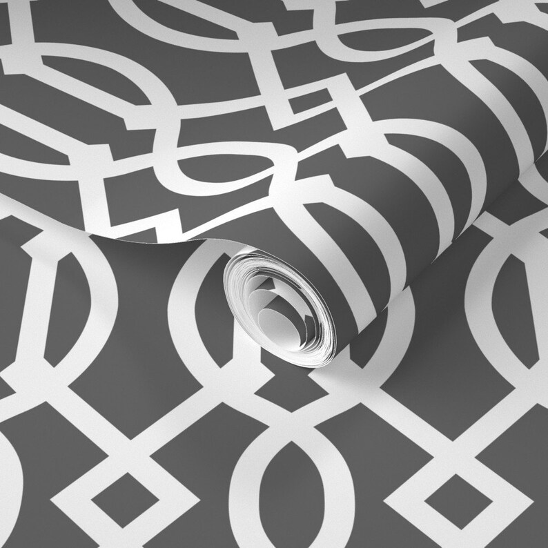 Gray Trellis Wallpaper Charcoal Trellis by Etsy