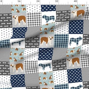 English Bulldog Fabric-English Bulldog Pet Quilt B Fabric Quilt Dog Breed Cheater By Petfriendly- Cotton Fabric By The Yard With Spoonflower image 2
