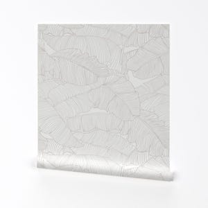 Jumbo Botanical Removable Peel and Stick Wallpaper - Tan Beige Jungle Tropical - Wall Art Wall Decor - Banana Leaf by shellyturnerdesigns