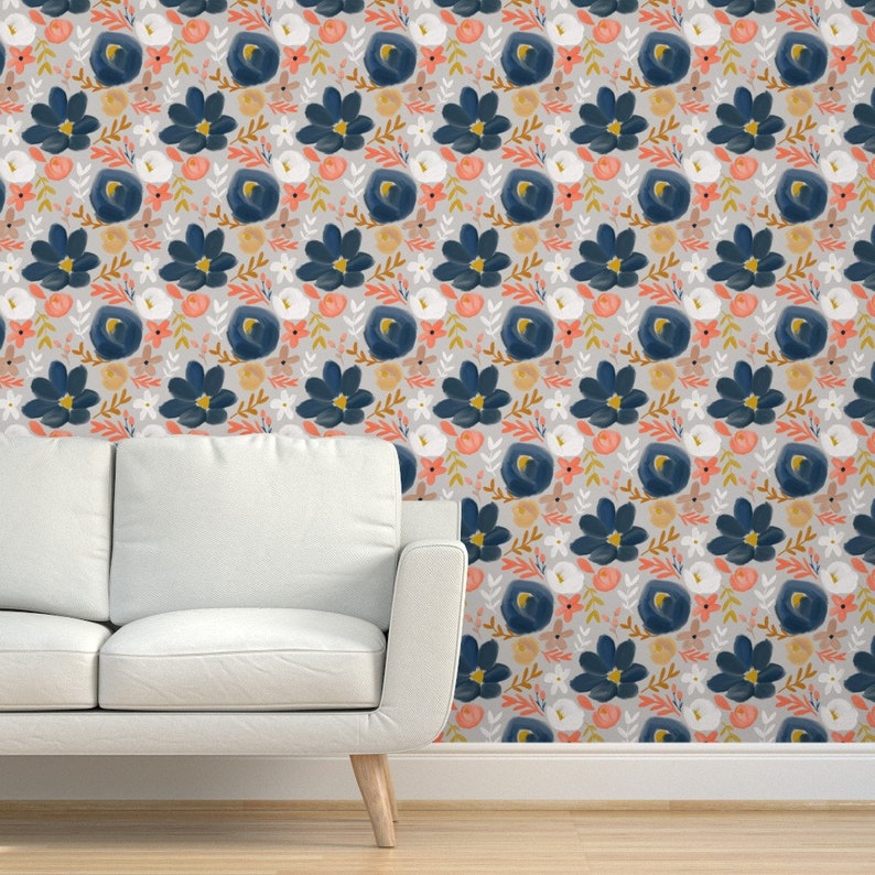 Rustic Wallpaper November's Florals Autumn by - Etsy