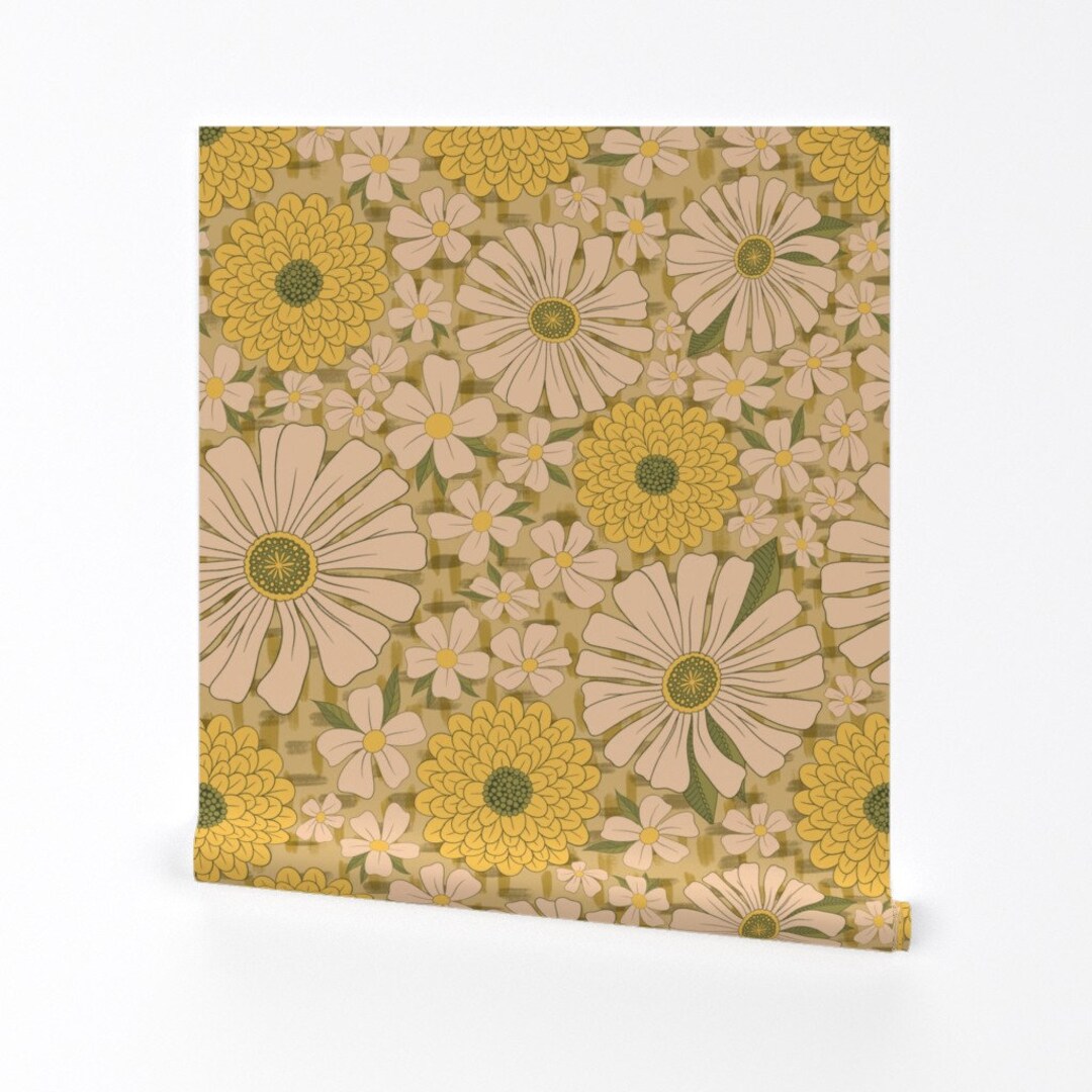 Floral Wallpaper Retro Ditsy Floral by Babyloafs Flower Etsy