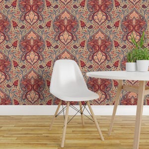Paisley Wallpaper - Pretty Paisley Pattern By Somecallmebeth - Moroccan Bohemian Removable Self Adhesive Wallpaper Roll by Spoonflower