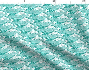 Alligator Fabric - Alligators By Jto - Gator Crocodile Animal Green and White Cotton Fabric By The Yard With Spoonflower