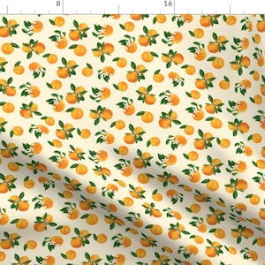 Small Orange Fabric - Scattered Oranges by kaileyhawthorn - Orange Blossoms Fruit Citrus Botanical Fabric by the Yard by Spoonflower