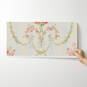 Feminine Floral Peel and Stick Wallpaper - Vintage Victorian Rococo - Removable Wall Decor Art - The Elysee by peacoquettedesigns image 9