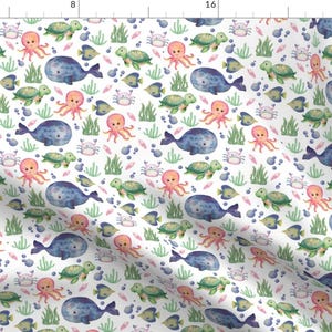 Watercolour Marine Life Fabric - Sea Creatures On Transparent By Christelleheyns - Watercolour Cotton Fabric By The Yard With Spoonflower