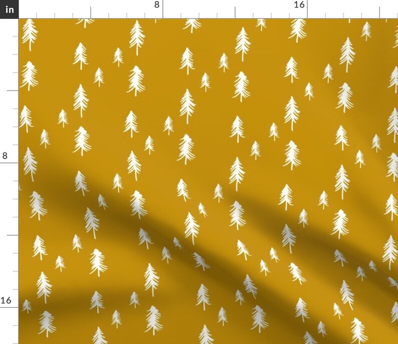 Pine Fabric Pine Tree lots Mustard by Mulberry Tree Etsy
