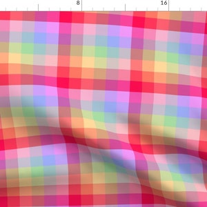 Summer Plaid Fabric - Rainbow Plaid by leroyj - Pride Colorful Rainbow Gingham Check Picnic Whimsical Fabric by the Yard by Spoonflower