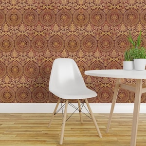 Damask Wallpaper - Catherine Of Aragon By Peacoquettedesigns - Damask Custom Printed Removable Self Adhesive Wallpaper Roll by Spoonflower image 1