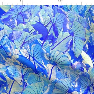 Blue Botanical Leaves Fabric - Kalo Blue 150 By Kadyson - Blue Botanical Garden Home Decor Cotton Fabric By The Yard With Spoonflower