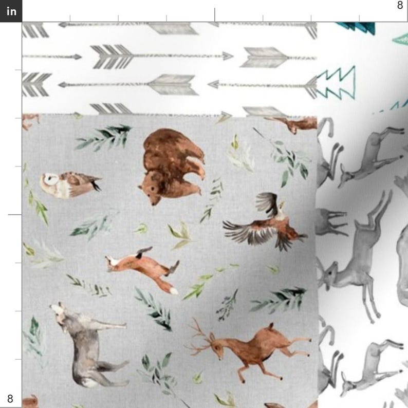 Baby Blanket Fabric - Rotated // Boho Woodland Creatures Cheater Quilt / Whole Cloth By Hipkiddesigns - Baby Blanket Fabric With Spoonflower image 3