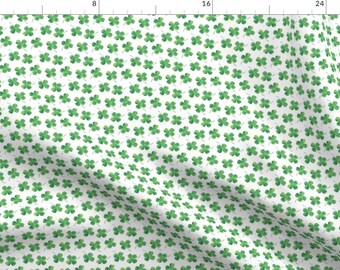 Four Leaf Clover Fabric - 3/4" Small Scale - Shamrock Toss || Watercolor By Littlearrowdesign - Clover Lucky Cotton Fabric With Spoonflower