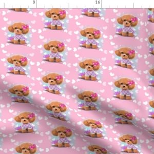 Poodle Fabric - Miniature Poodle Toodles Pink M By Catialee - Poodle Pink Puppy Dog Pet Cotton Fabric By The Yard With Spoonflower