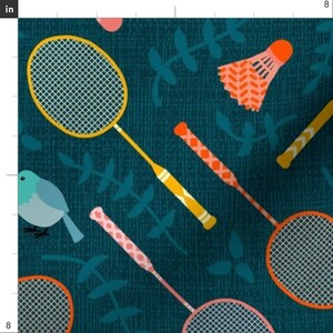 Blue Badminton Rackets and Birdies Fabric Birdies and Birds large by ...
