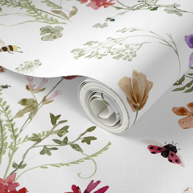 Buy Buterfly Floral Wallpaper Wildflower Garden by Hipkiddesigns Summer