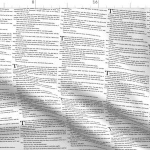 Text Fabric - Alice In Wonderland ~ Tea Party Text ~ Black And White By Peacoquettedesigns - Text Cotton Fabric By The Yard With Spoonflower