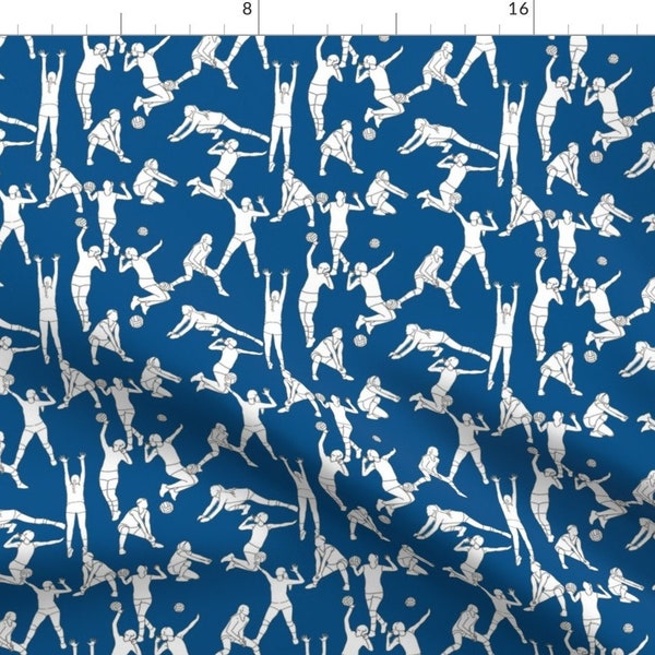 Navy Girls Volleyball Fabric - Volleyball On Navy By Landpenguin - Kids Sports Cotton Fabric By The Yard With Spoonflower