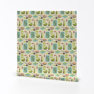 Vintage Kitchen Wallpaper - In The Kitchen - Cream By Studiojenny - Custom Printed Removable Self Adhesive Wallpaper Roll by Spoonflower image 2