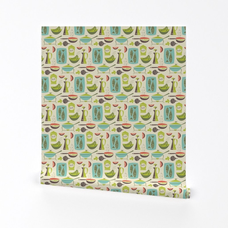 Vintage Kitchen Wallpaper - In The Kitchen - Cream By Studiojenny - Custom Printed Removable Self Adhesive Wallpaper Roll by Spoonflower image 2