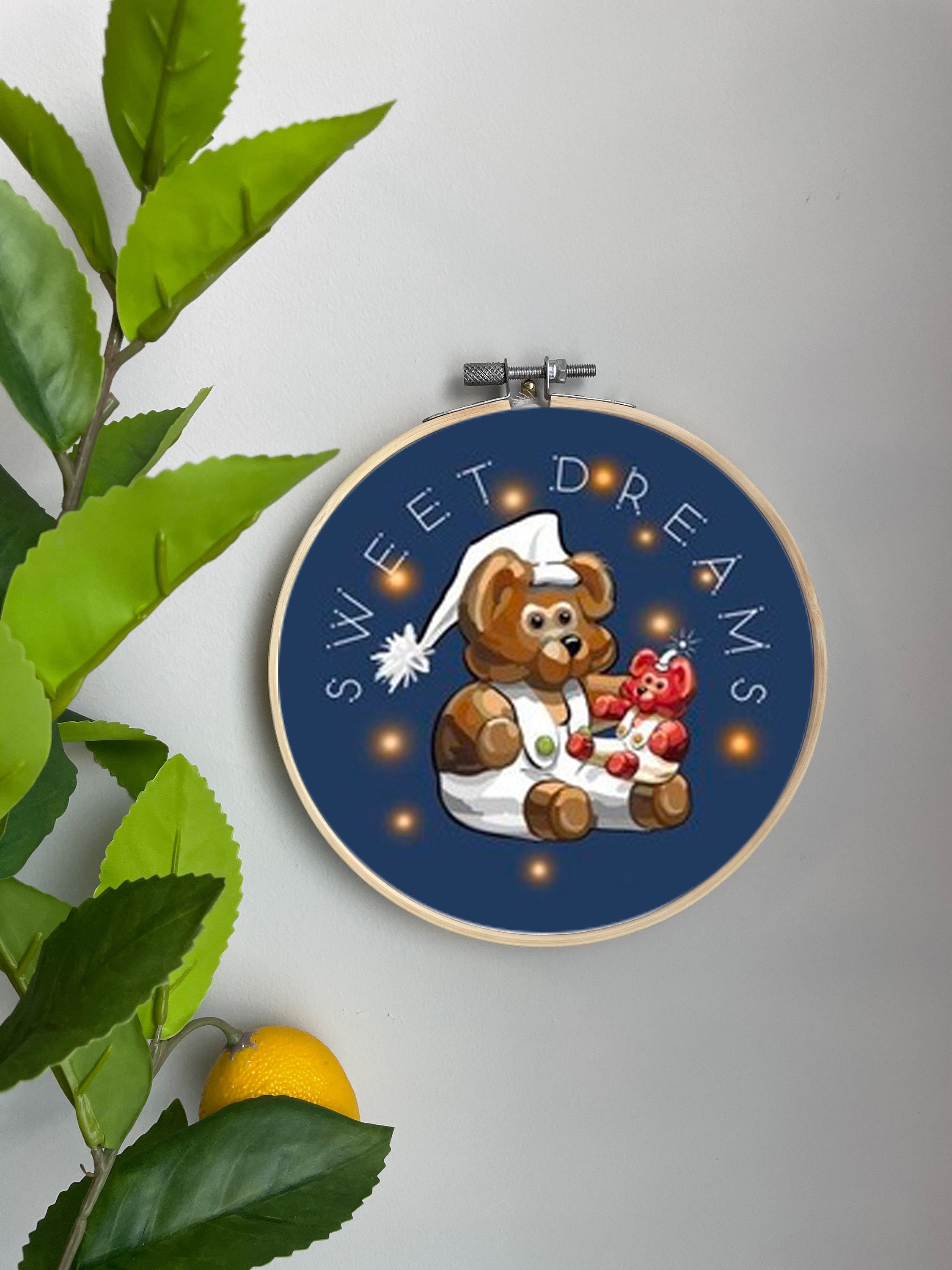 Teddy Bear Embroidery Template on Cotton Sweet Dreams by - Etsy