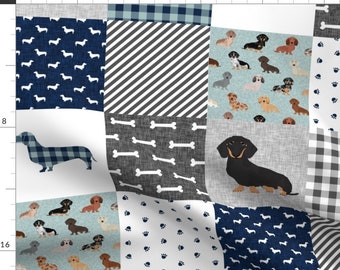 Dachshund Fabric - Dachshund Pet Quilt Dog Breed Cheater Quilt Multi By Petfriendly - Dachshund Cotton Fabric By The Yard With Spoonflower
