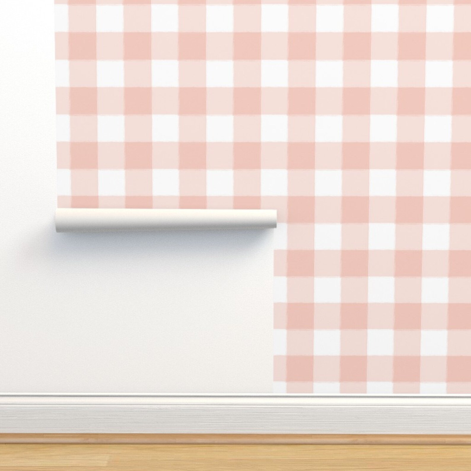 Blush Pink Check Wallpaper Large Pink Buffalo Check Gingham - Etsy