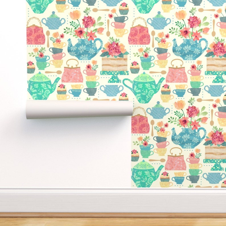 Victorian Tea Wallpaper Princess Victoria’s Tea Party by | Etsy
