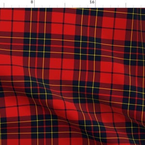 Brodie Tartan Fabric - Brodie Tartan By Weavingmajor - Tartan Plaid Red Black Yellow Striped Geo Cotton Fabric By The Yard With Spoonflower