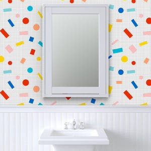 Retro Wallpaper - Color Block Grid By Louisemargaret - Retro 80s Grid Custom Printed Removable Self Adhesive Wallpaper Roll by Spoonflower image 8