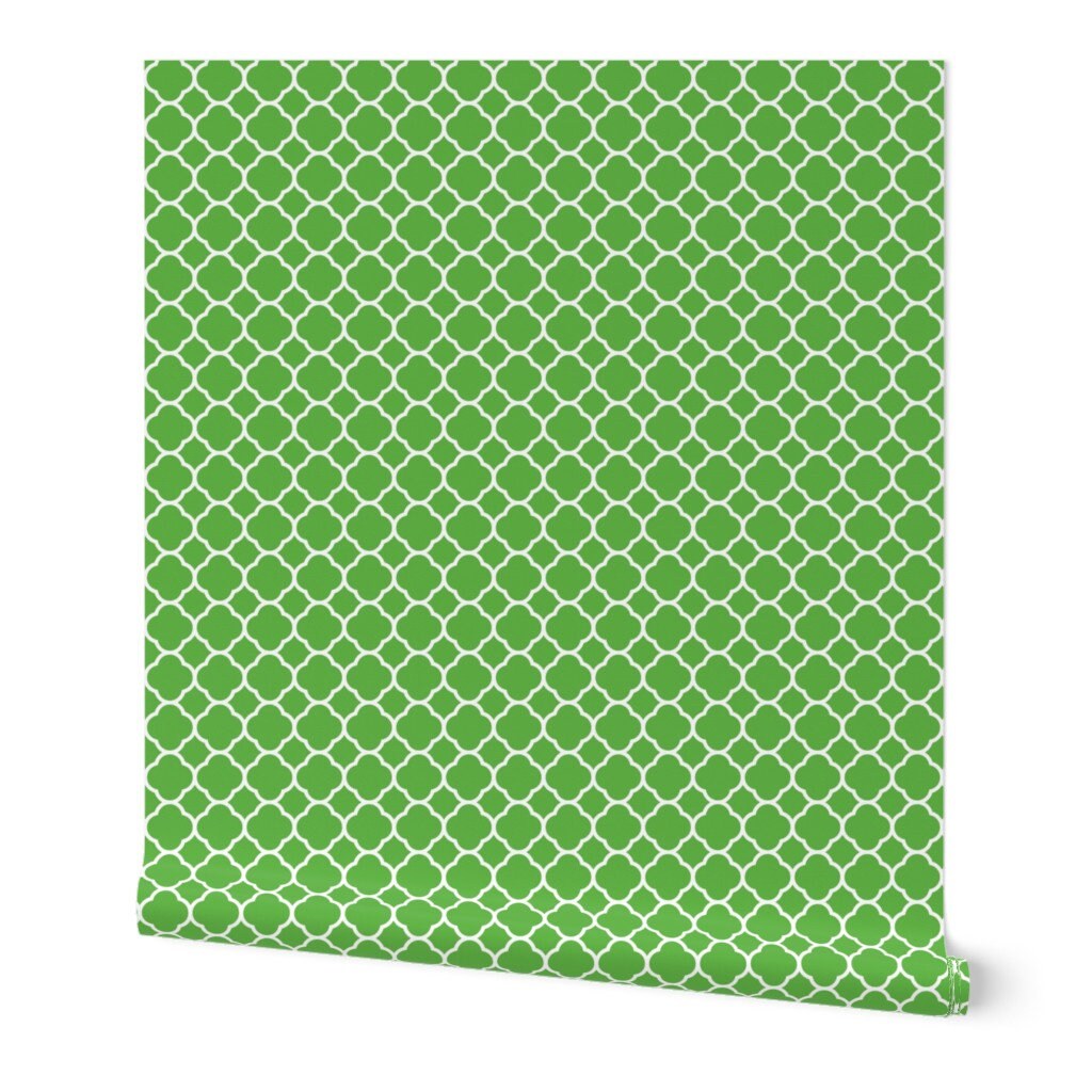 Green Wallpaper Kelly Green Quatrefoil by Etsy