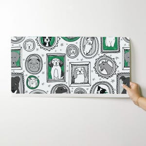 Hondenbehang - Hondenportretten van Andrea Lauren - Groenwitte honden op maat bedrukte verwijderbare zelfklevende behangrol van Spoonflower afbeelding 9