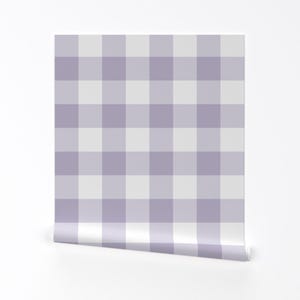 Gingham Wallpaper - 3&quot; Gingham Check Light Violet Gingham By Dept 6 - Custom Printed Removable Self Adhesive Wallpaper Roll by Spoonflower
