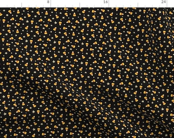 Little Candy Fabric - Candy Star Black By Johannaparkerdesign- Halloween Trick or Treat Cotton Fabric By The Yard With Spoonflower