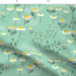 Herbal Tea Fabric - Morning Herbal Tea - Mint, Large Scale 01 By Quirkysewing - Floral Herbs Mint Cotton Fabric By The Yard With Spoonflower