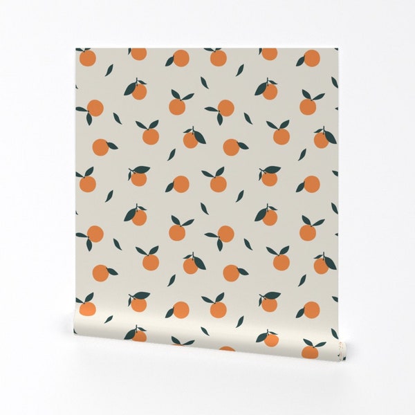 Clementine Wallpaper - Clementine Ivory By Kimsa - Clementine Custom Printed Removable Self Adhesive Wallpaper Roll by Spoonflower