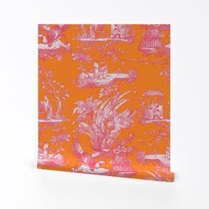 Papier peint toile - Chinoiserie Toile ~ Orangerie par Peacoquettedesigns - Rouleau de papier peint auto-adhésif amovible imprimé personnalisé par Spoonflower