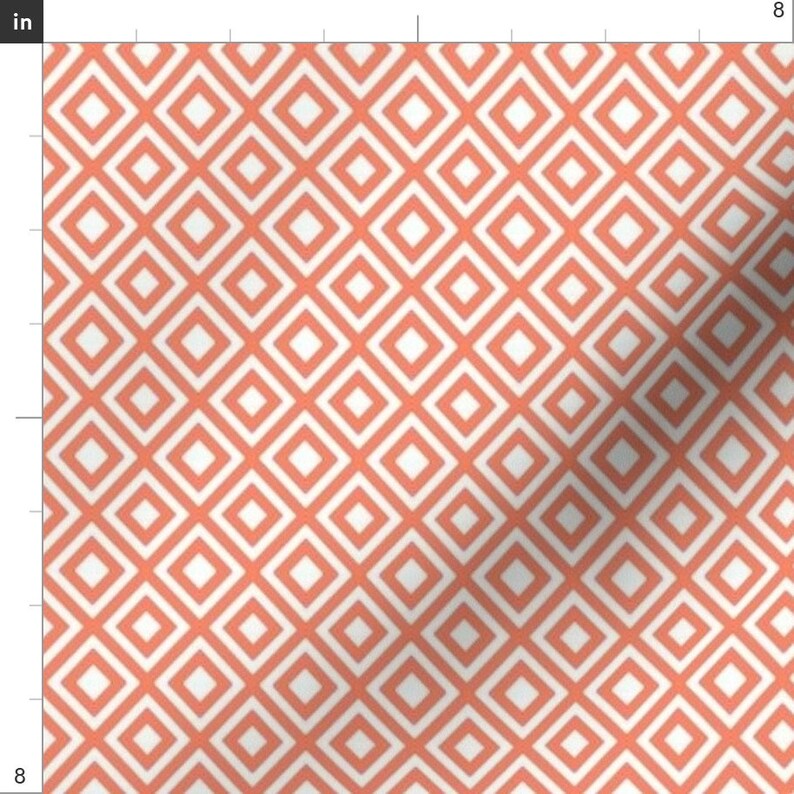 Coral Geometric Wallpaper Fabric Small Diamond Coral Etsy
