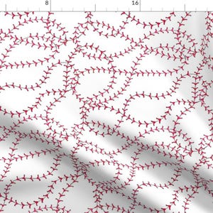 Baseball Stitching Fabric - Baseball Seams Stitching - Small By C Manning - Baseball Sports Cotton Fabric By The Yard With Spoonflower