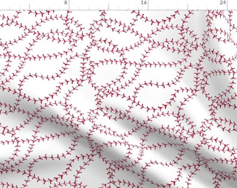 Baseball Stitching Fabric - Baseball Seams Stitching - Small By C Manning - Baseball Sports Cotton Fabric By The Yard With Spoonflower