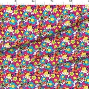 1960's Psychedelic Colors Fabric 1967 Summer Of Love By Vintage Style Hippie Peace Daisy Cotton Fabric By The Yard With Spoonflower image 3