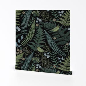 Ferns Removable Peel and Stick Wallpaper - Hawaii Palapalai Fern Dark Academia  - Wall Art Wall Decor - Calming Fern Forest by hnldesigns