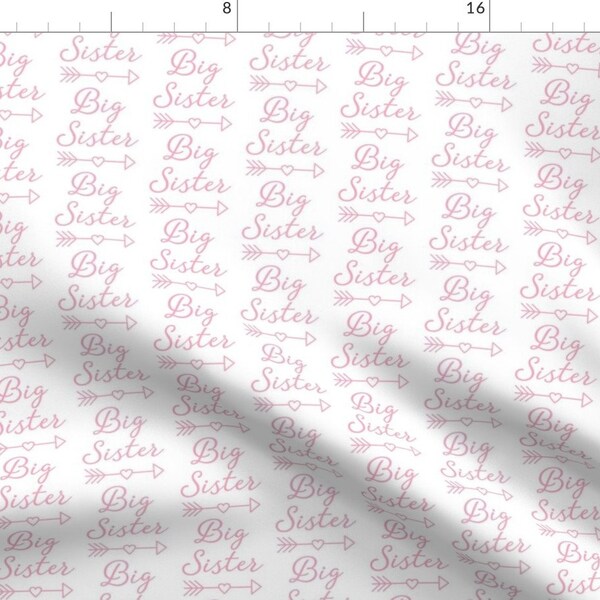 Big Sister Fabric - Big-Sister-With-Heart-Arrow-Pink By Lilcubby - Big Sister Heart Arrow Pink Cotton Fabric By The Yard With Spoonflower