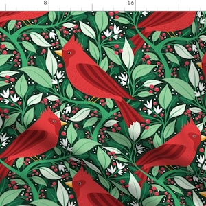 Cardinal Fabric - Large Christmas Cardinal Birds by presuttidesign - Birds Nature Holiday Winter Christmas Fabric by the Yard by Spoonflower