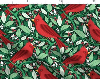 Cardinal Fabric - Large Christmas Cardinal Birds by presuttidesign - Birds Nature Holiday Winter Christmas Fabric by the Yard by Spoonflower