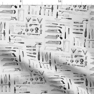 Surgical Tools Fabric - Antique Surgical Tools By Maryah13 - Surgical Tools Vintage Medical Black Cotton Fabric By The Yard With Spoonflower