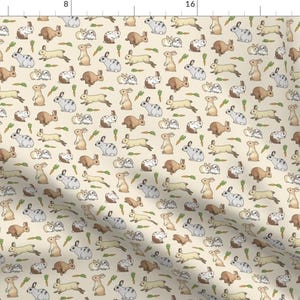 Rabbits Fabric - Rabbits By Hazel Fisher Creations- Rabbits Bunnies Animals Carrots Woodland Cute Cotton Fabric By The Yard With Spoonflower