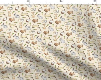 Rabbits Fabric - Rabbits By Hazel Fisher Creations- Rabbits Bunnies Animals Carrots Woodland Cute Cotton Fabric By The Yard With Spoonflower